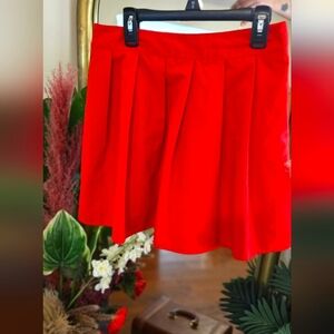 Red Pleated Skirt